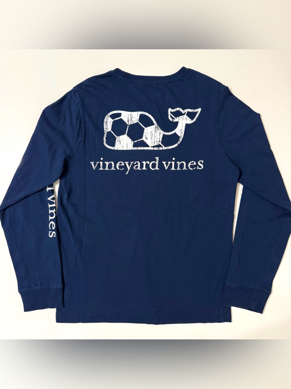 Vineyard Vines Boys Soccer Whale Long-Sleeve Pocket Tee - Small (8-10)